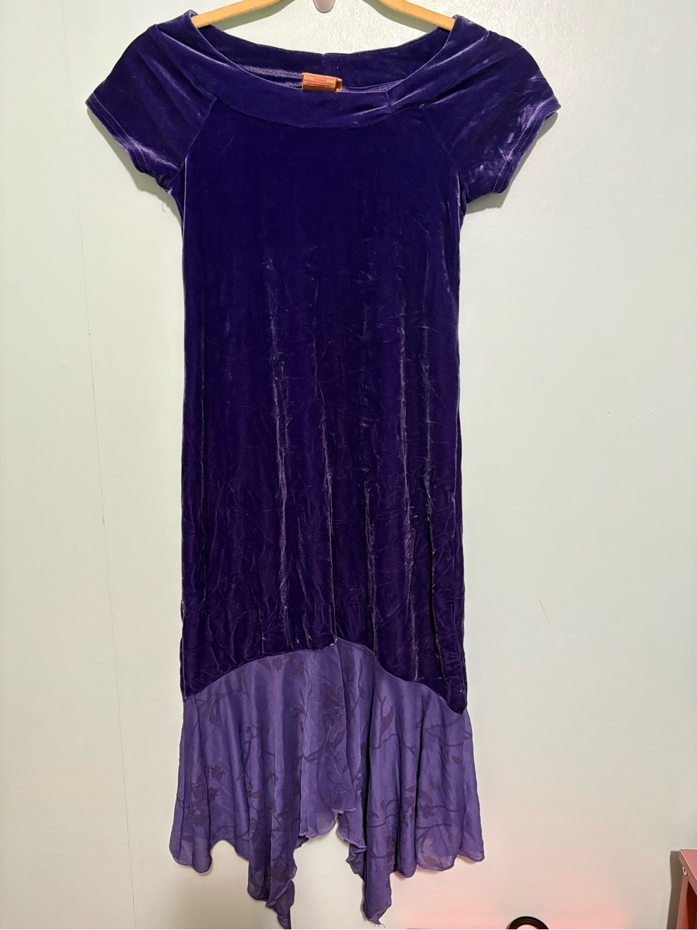 Theory Girls Deep Purple Velvet Dress with Lilac Hem